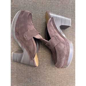 Splendid Brown Suede Platform woman's Size 10Block Heel Mules Loafer Shoes